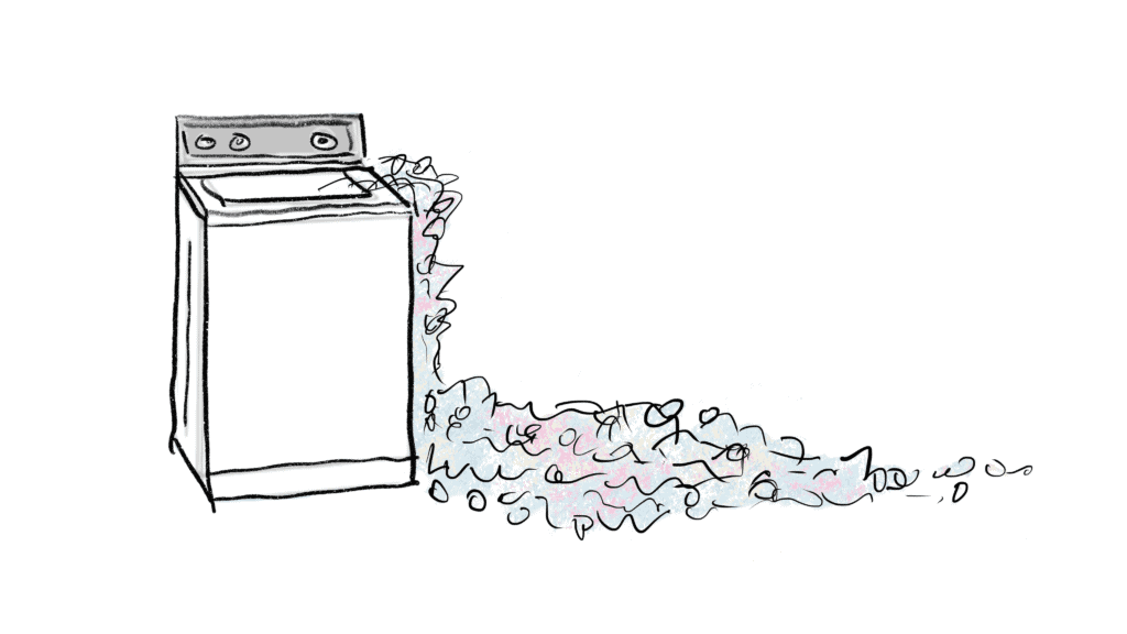Picture of a washing machine, bubbling over