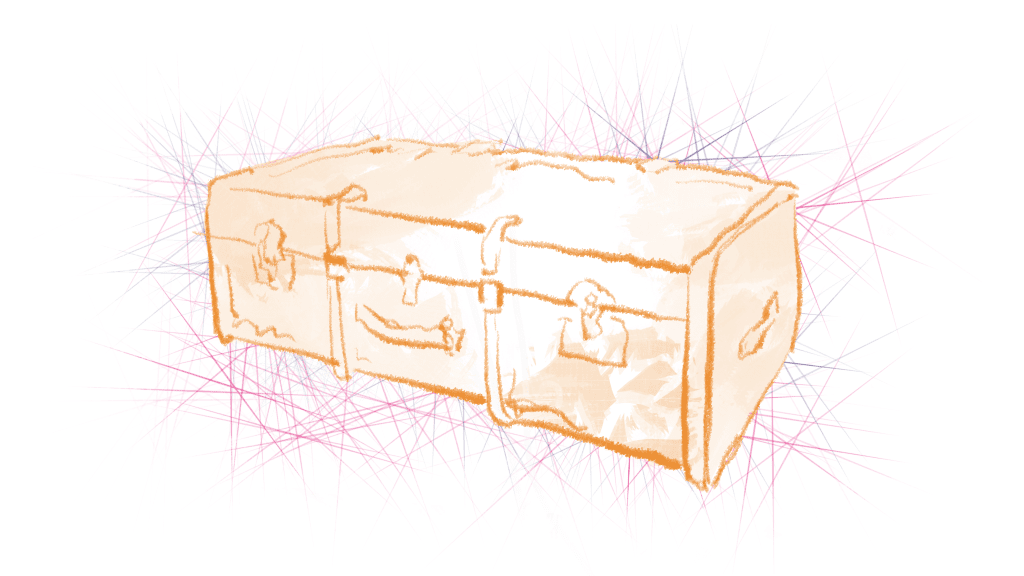 Illustration of a ghostly piece of luggage…