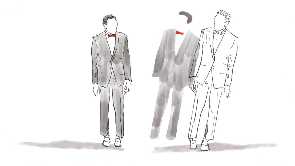 Illustration of two Pee-Wee Hermans